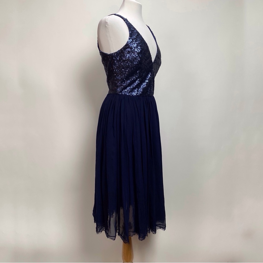 NWT DRESS the POPULATION Navy Blue Sequin Bodice TRACY Fit Flare Size Medium - Picture 6 of 16